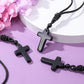 CrystalTears Black Obsidian Crystal Cross Necklace for Men Women Natural Quartz Crystal Gemstone Cross Pendant Necklace Adjustable Protection Healing Stone Necklace Jewellry Gift for Him Christmas