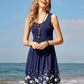 KILIG Summer Dresses for Women UK Beach Casual Sundress Ladies Sleeveless Tank Dress Midi Floral Cover Ups (A1-Navy, M)