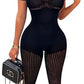 ZileZile Women's Sexy See Through One Piece Short Sleeve Bodycon Outfit Cut Out Jumpsuit Black