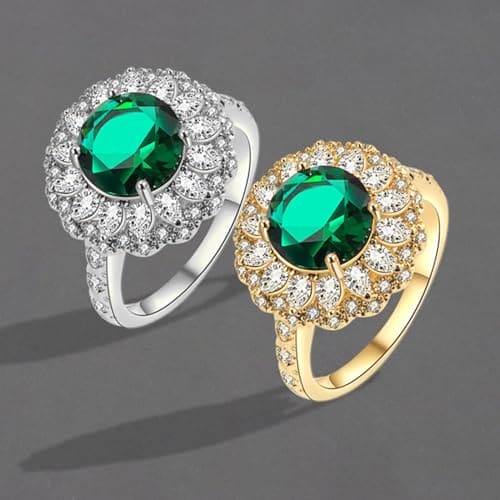 Simulated Maldivian Blue Green Moissanite Diamond Ring for Women Sparkling Luxury Style Simple and Versatile Ring FVL427, 1.6cm, Copper