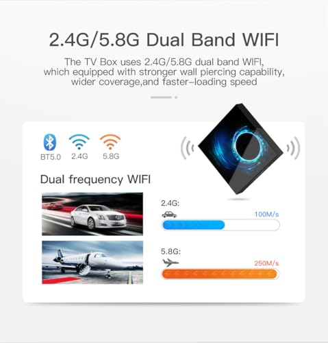 Android TV Box 4GB RAM 32GB ROM 6K 4K HD TV Box Android 10.0, H616 Quad-Core Android Boxes with Dual WiFi 2.4G/5.0G Ethernet Blustooth 3D Smart TV Box with Mini Wireless Keyboard