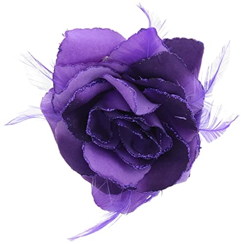 Topkids Accessories Rose Flower Hair Clip Hairband Floral Corsage Fascinator Hair Band Aligator Beak Grip for Women & Girls Wedding Prom Party Special Occasion (Purple 2Tone)