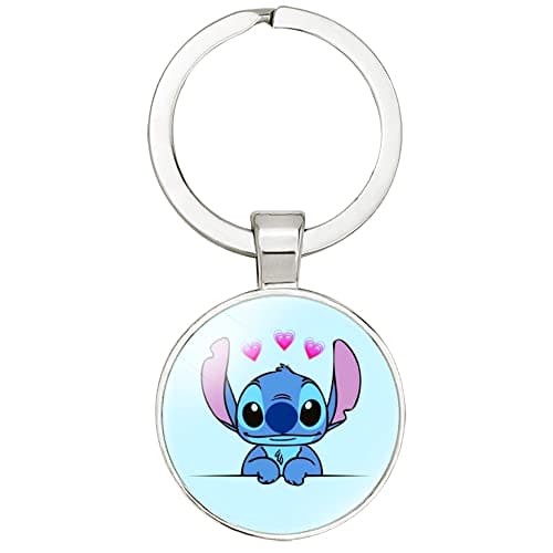 TENVAVA Stitch Bracelet Stitch Necklace Stitch Keychain Jewellery Set Lilo and Stitch Charm Bracelet Necklace Keychain 3PCS Gifts for Daughter Niece Girls Bff Women Friendship, Blue