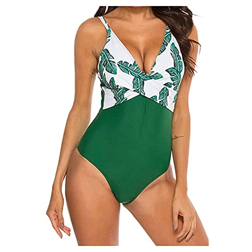 Women's Bikini Set Women's Sexy Bikini Set Triangle Cup Spaghetti Straps Swimsuit Bra Padded Swimsuit Bikini Sets Triangle Wide Underbust Band High Waist Thongs Swimwear } One Piece, Green, M