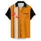 EMUKFD Halloween Mens Orange Shirts Bat Graphic T Shirts Short Sleeve Button Down Regular Fit T-Shirts Holiday Casual Tops