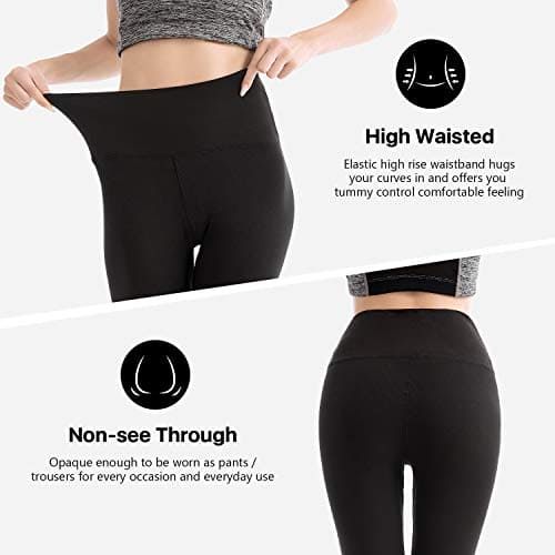 SINOPHANT High Waisted Leggings for Women, Buttery Soft Elastic Opaque Tummy Control Leggings, Plus Size Workout Gym Yoga(Black1,S-M)