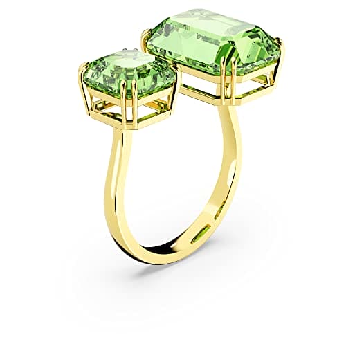 Swarovski Millenia Cocktail Ring, Green Octagon Cut Crystals and Gold Tone Plated, from the Millenia Collection, Size 55