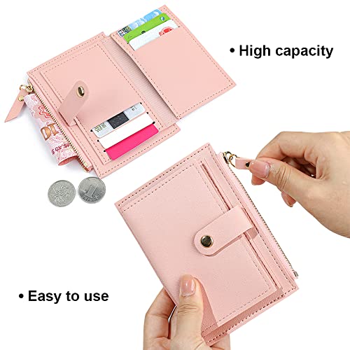 DOUBLEOFJIA Wallet Leather Purse Zip Coins Pocket for Woman Girl Cash Change Credit Card