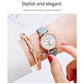 Women's Alloy Watch Bracelet Two Piece Simple Quartz Watch Diamond Bracelet Ladies Leather Strap Watch (Blue)