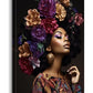 GLOKAKA African American Women Canvas Wall Art Black Woman with Flower Head Modern Portrait Artwork Beauty Abstract Girl Painting for Bedroom Living Room Wall Decor