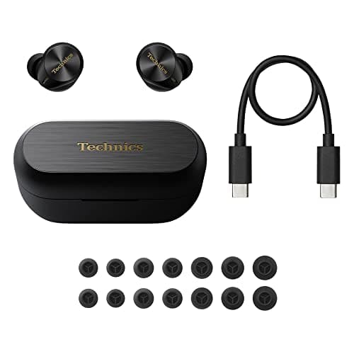 Technics Premium Hi-Fi True Wireless Bluetooth Earbuds with Advanced Noise Cancelling, 3 Device Multipoint Connectivity, Wireless Charging, Hi-Res Audio + Enhanced Calling - EAH-AZ80-K (Black)