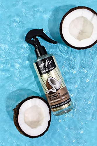 Sofn’free Coconut & Jamaican Black Castor Oil Everyday Curl Refresher Spray for Curly Hair - Volumizer & Hair Moisturizer for Styling Dry Curly or Coily Hair 8.12 Fl Oz (Pack of 1)