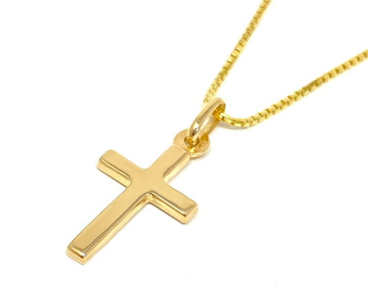 Strictly Gifts Delicate 9 Carat Gold Hallmarked Cross Crucifix Pendant on Chain for Women and Girls Daughter Christening Baptism with Gift Box