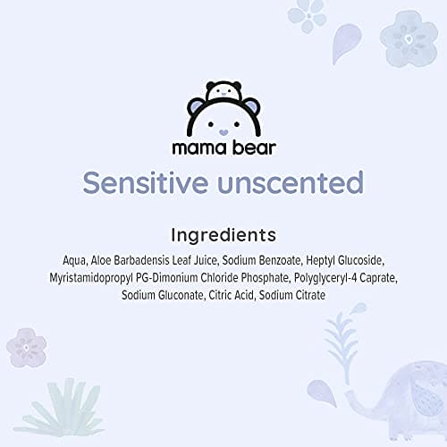 Amazon Brand – Mama Bear Sensitive Unscented Baby Wipes, 1008 Count (18 Packs of 56)