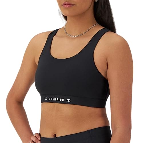 Champion Sports, Soft Touch, Moisture-Wicking, Moderate Support Bra for Women (Plus, Black C, Medium