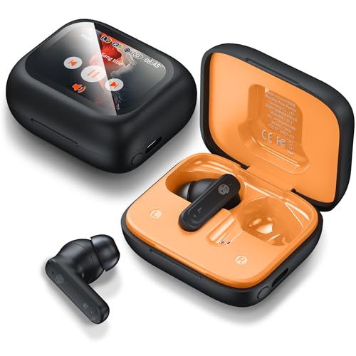 THREE PEACHES Wireless Earbuds Touch Screen ANC Active Noise Cancelling Earphones,In Ear Gaming Headphones Wireless Bluetooth Ear Phones ENC Ear Buds Noise Cancelling Bluetooth Earbuds LED Display