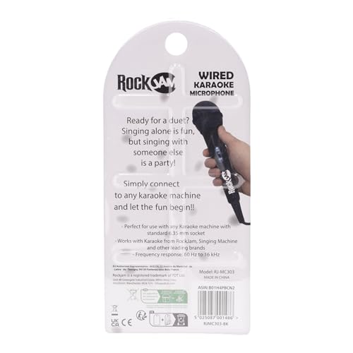 Rockjam Karaoke Unidirectional wired microphone unidirectional dynamic microphone with three-meter cable - black