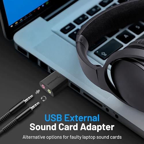 SABRENT USB to 3.5mm Jack Audio Adapter, External Sound Card, USB Headphone Adapter, Headset Adapter for PC, USB DAC with TRRS, Compatible with PC, MacBook, Laptop (AU-MMSA)