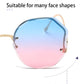 BSITSSS 3 Pcs Rimless Sunglasses Women Large Sunglasses UV 400 Polarized Sunglasses Ladies Sunglasses