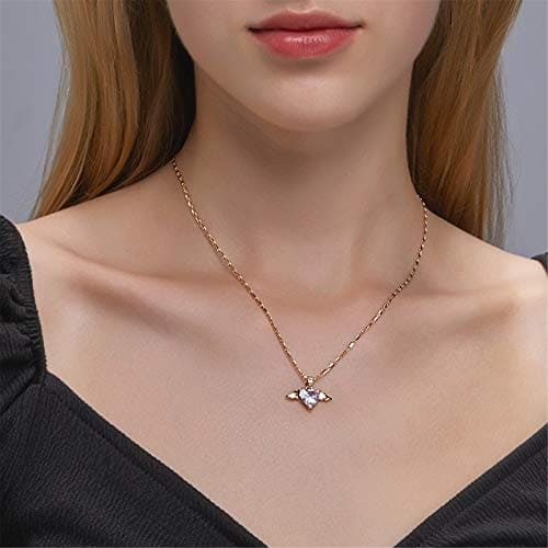 Janly Clearance Sale Women Necklaces & Pendants, Vintage Metallic Golden Wing Love Angel Chain Lock Necklace Women's Jewelry, Valentine's Day Birthday Jewelry Gifts for Ladies Girls (Gold)