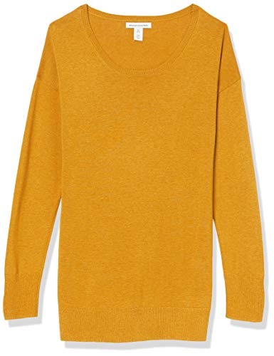 Amazon Essentials Women's Lightweight Long-Sleeved Scoop Neck Tunic Jumper (Available in Plus Size), Mustard Yellow, L