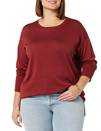 Amazon Essentials Women's Lightweight Long-Sleeved Scoop Neck Tunic Jumper (Available in Plus Size), Burgundy, XS