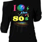 ELFIN 80s T Shirt Fancy Dress Costume for Women Off Shoulder Tops Sexy Lips Printed Casual Jumper Shirts