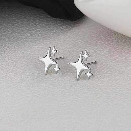 Sterling Silver Earrings Star Stud Earrings for Women Teen Girls Trendy Hypoallergenic Small Post Pierced Studs Earrings Jewelry Gifts (3 Stars)