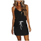 AMhomely Sunmmer Dresses Womens Gradient Print Skater Dress Spaghetti Strap Drawstring Waist T Shirt Mini Dress Casual Boho Beach Sundress 05 Black M