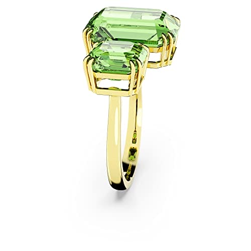 Swarovski Millenia Cocktail Ring, Green Octagon Cut Crystals and Gold Tone Plated, from the Millenia Collection, Size 55