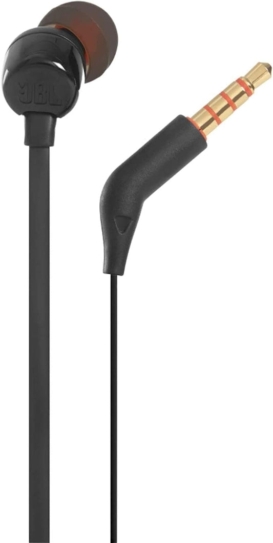 JBL Tune 110 Earbuds - Wired in-Ear Headphones with 1-Button Remote, Signature Sound for Rich Audio Experience, Includes Velvet Carrying Pouch