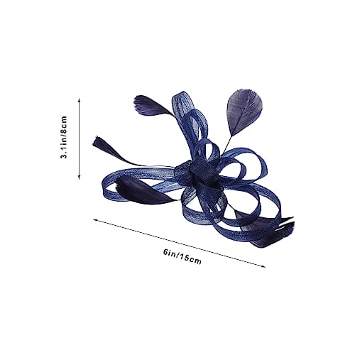 Holibanna Women Fascinators Wedding Flower Hair Clips Pillbox Hat Feather Flapper Bridal Headdress Headpieces Hair Accessories (Navy Blue)