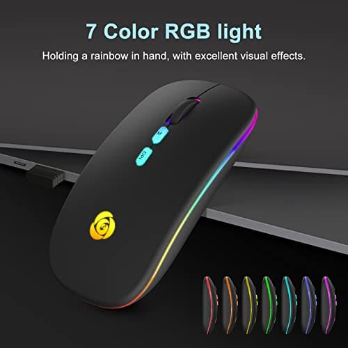 Bluetooth Wireless Mouse with Type-C Receiver Rechargeable 2.4G USB Portable Mobile Optical Office Bluetooth Mice Backlight Mouse, 3 Ddjustable DPI for iPad,Notebook,PC,Laptop,Computer and Windows