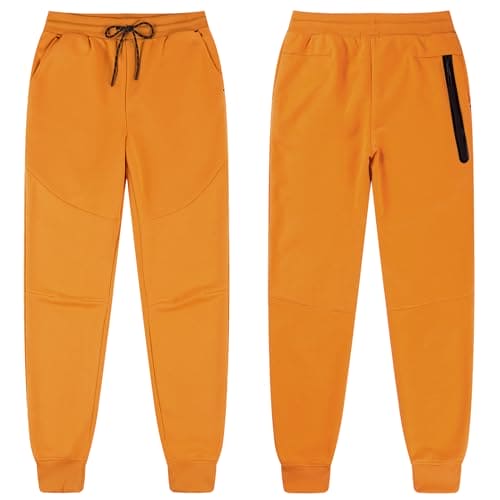 ANGELA BEBE Men's Tracksuits Sweatsuits For Men Hooded Tracksuit Sweatsuit Long Sleeve Full-Zip Jogging Sweatpants 2 Piece, Orange, Small