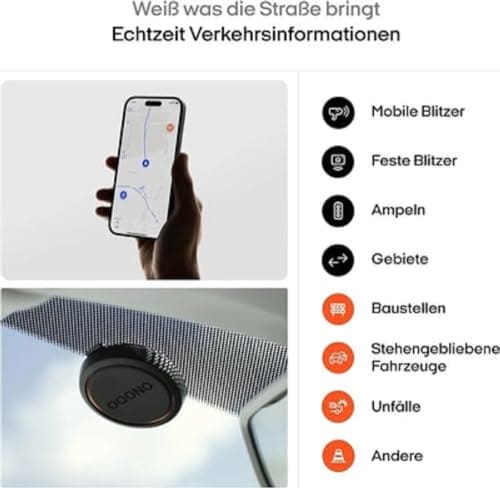 OOONO CO-DRIVER NO2 [NEW MODEL 2024] - Optimised Traffic Safety Alarm - Warns of Speed Cameras and Road Hazards - Rechargeable - LED Indicator - CarPlay & Android Auto Compatible