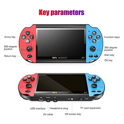 Temoo X7 Retro Handheld Game Console, Built In 10000 Games And 10 Emulators, 4.1inch HD Screen Rechargeable Handheld Console, Portable Mini Handheld Game Console, Support Video Output Music Ebook