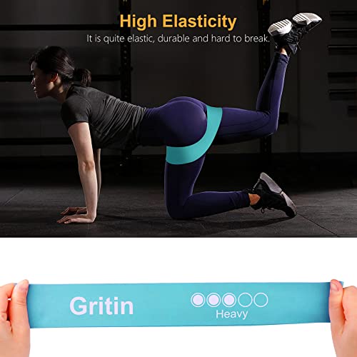 Gritin Resistance Bands, [Set of 5] Skin-Friendly Resistance Fitness Exercise Loop Bands with 5 Different Resistance Levels - Free Carrying Case Included - Ideal for Home, Gym, Yoga, Training