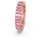 Swarovski Matrix Ring, Pink Baguette-Cut Crystals on a Rose-Gold Tone Band, from the Matrix Collection, Size 55