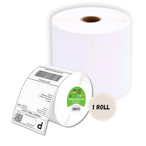 Double Dragon 100 x 150 mm (4" x 6") Premium Coated Self-Adhesive Direct Thermal Label for Zebra, MUNBYN Printers [1 Roll - 500 Label]