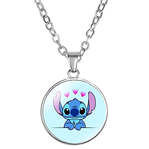 TENVAVA Stitch Bracelet Stitch Necklace Stitch Keychain Jewellery Set Lilo and Stitch Charm Bracelet Necklace Keychain 3PCS Gifts for Daughter Niece Girls Bff Women Friendship, Blue