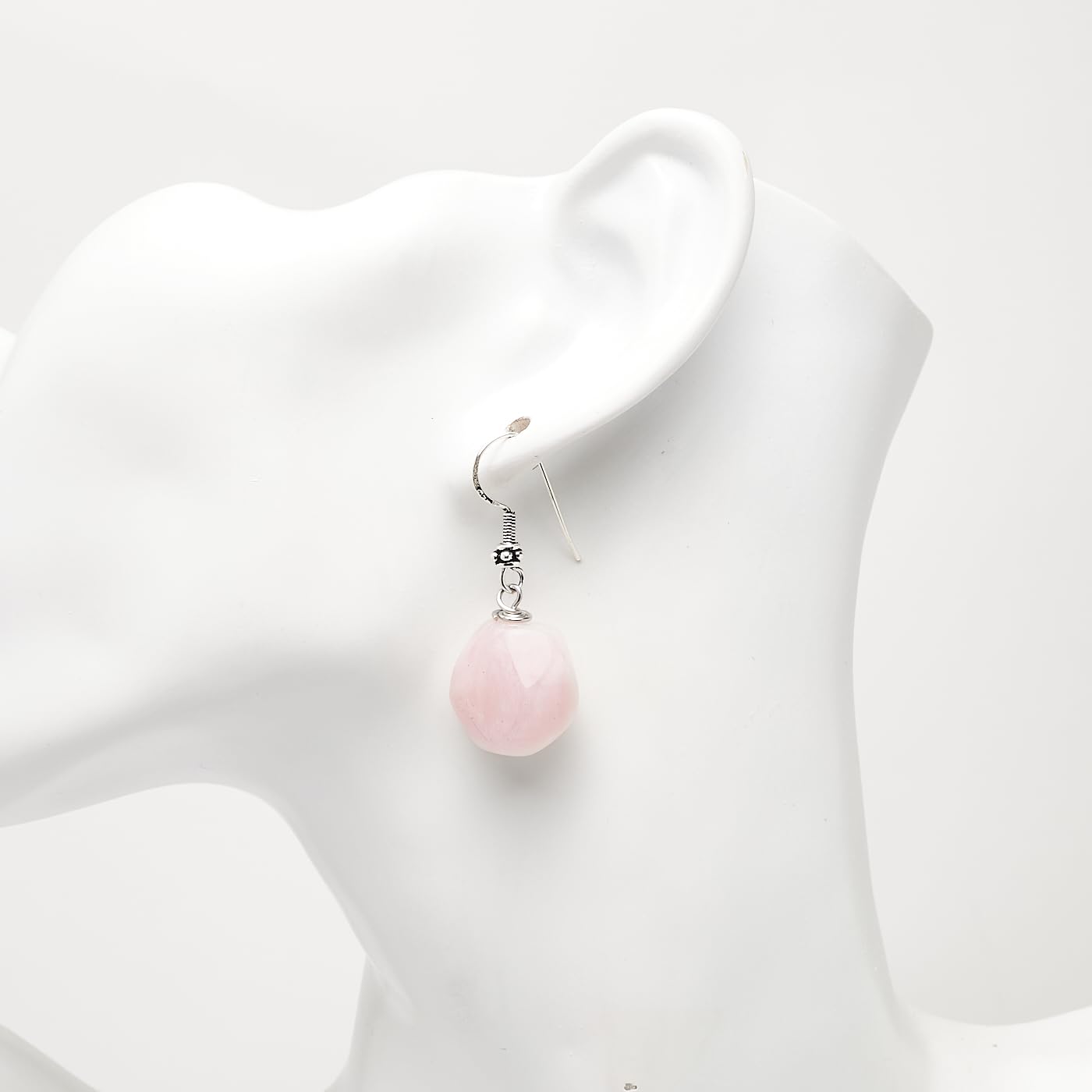 TreasureBay Stunning Handmade Natural Gemstone Earrings for Women (Rose Quartz)