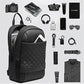 Shoulder Bag for Men,Small Black Plaid Cross Body Chest Bags,with USB Port Sling Messenger Bag,Water Repellent Hiking Biking Daypacks