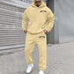 Men's 2 Piece Linen Shirts Sets Long Sleeve Hoodie Sweatpants Mens Tracksuit Set Hoodie Top Sportswear Jogging Suit Track Suits Fleece Lined Tracksuit Bottoms Men Xmas Gift Beige