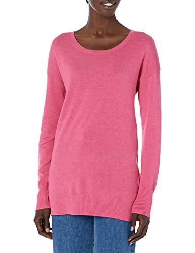 Amazon Essentials Women's Lightweight Long-Sleeved Scoop Neck Tunic Jumper (Available in Plus Size), Pink Heather, L