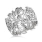 TJC White Diamond Leaf Ring for Womens for Nature Lover in Platinum Plated 925 Sterling Silver Size N April Birthstone