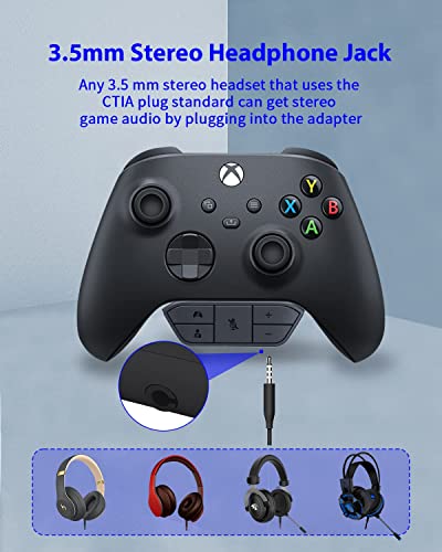 Stereo Headset Adapter for Xbox,Xbox Headset Adapter,AOLION Xbox Mic Adapter,Xbox Controller Headset Adapter for Xbox One/One S/X/Elite 1/ Elite2/ Series S/X Controller-Game Sound & Voice Chat