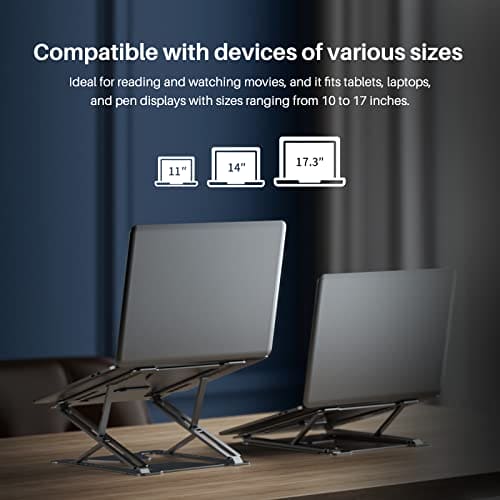 HUION Laptop Stand, Foldable Double Layer Laptop Stand P17S, Aluminum Alloy Material Laptop Riser Compatible with 10-17 inch Laptops, Tablets, Graphic Tablets