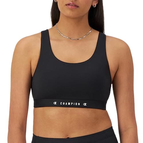 Champion Sports, Soft Touch, Moisture-Wicking, Moderate Support Bra for Women (Plus, Black C, Medium