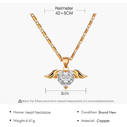 Janly Clearance Sale Women Necklaces & Pendants, Vintage Metallic Golden Wing Love Angel Chain Lock Necklace Women's Jewelry, Valentine's Day Birthday Jewelry Gifts for Ladies Girls (Gold)