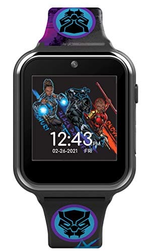 Accutime Kids Marvel Black Panther Black Educational ,Touchscreen Smart Watch Toy for Boys, Girls, Toddlers - Selfie Cam, Learning Games, Alarm, Calculator, Pedometer (Model: AVG4608AZ)